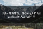 很多人错就错在，糖心vlog入口为什么越说越有人上头这件事