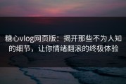 糖心vlog网页版：揭开那些不为人知的细节，让你情绪翻滚的终极体验