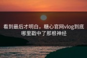 看到最后才明白，糖心官网vlog到底哪里戳中了那根神经