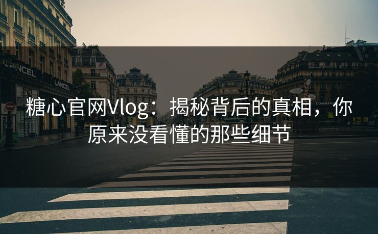 糖心官网Vlog：揭秘背后的真相，你原来没看懂的那些细节