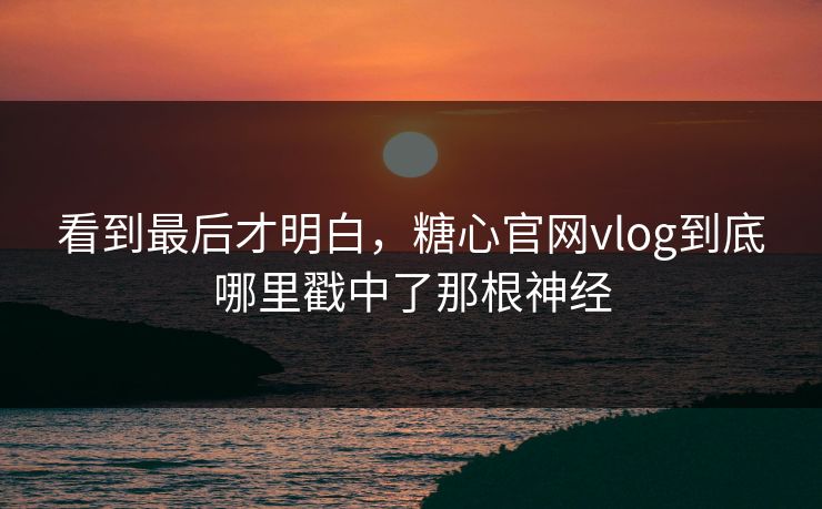 看到最后才明白，糖心官网vlog到底哪里戳中了那根神经