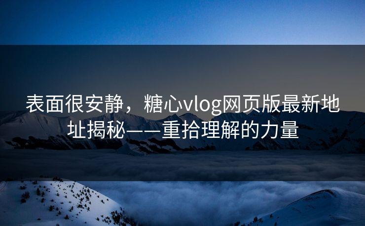 表面很安静，糖心vlog网页版最新地址揭秘——重拾理解的力量
