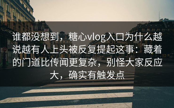 谁都没想到，糖心vlog入口为什么越说越有人上头被反复提起这事：藏着的门道比传闻更复杂，别怪大家反应大，确实有触发点