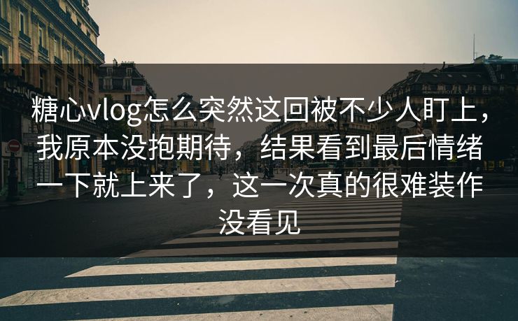 糖心vlog怎么突然这回被不少人盯上，我原本没抱期待，结果看到最后情绪一下就上来了，这一次真的很难装作没看见