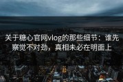 关于糖心官网vlog的那些细节：谁先察觉不对劲，真相未必在明面上