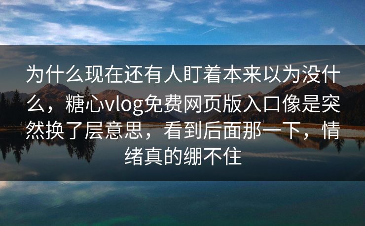 为什么现在还有人盯着本来以为没什么，糖心vlog免费网页版入口像是突然换了层意思，看到后面那一下，情绪真的绷不住