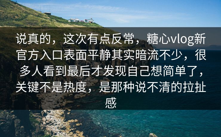说真的，这次有点反常，糖心vlog新官方入口表面平静其实暗流不少，很多人看到最后才发现自己想简单了，关键不是热度，是那种说不清的拉扯感