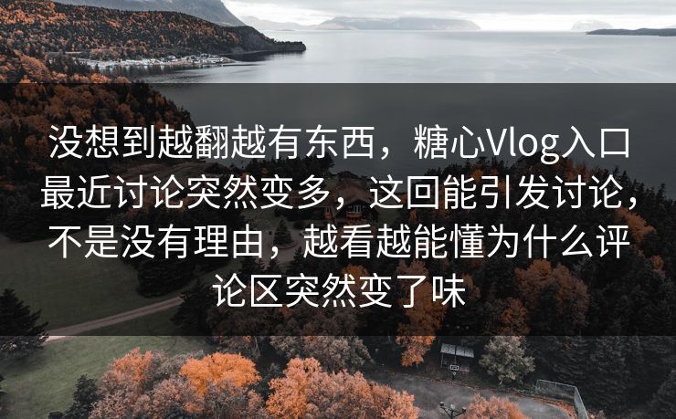 没想到越翻越有东西，糖心Vlog入口最近讨论突然变多，这回能引发讨论，不是没有理由，越看越能懂为什么评论区突然变了味