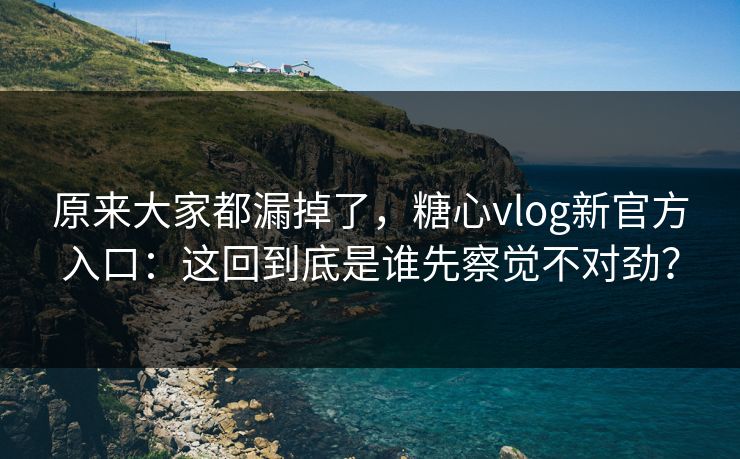 原来大家都漏掉了，糖心vlog新官方入口：这回到底是谁先察觉不对劲？