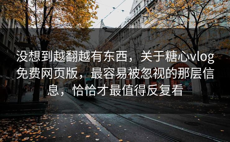 没想到越翻越有东西，关于糖心vlog免费网页版，最容易被忽视的那层信息，恰恰才最值得反复看