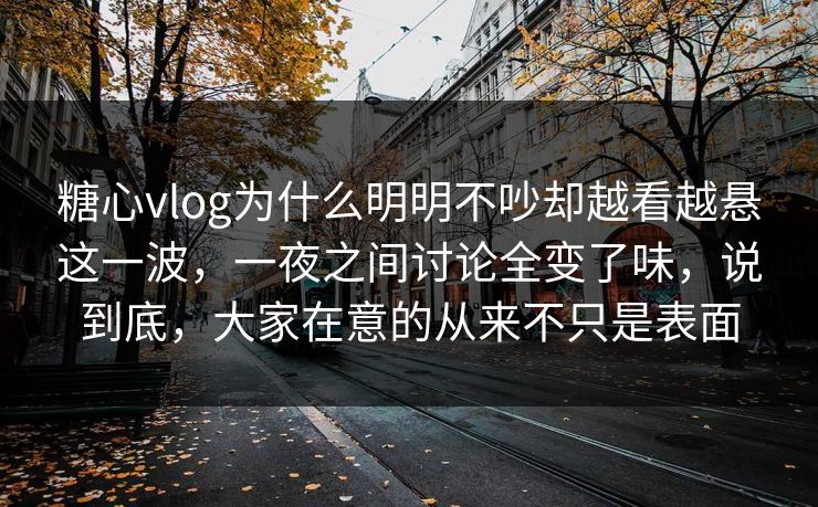 糖心vlog为什么明明不吵却越看越悬这一波，一夜之间讨论全变了味，说到底，大家在意的从来不只是表面