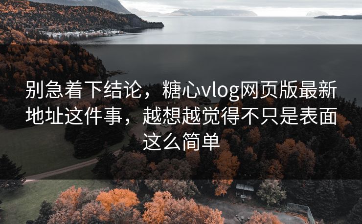 别急着下结论，糖心vlog网页版最新地址这件事，越想越觉得不只是表面这么简单