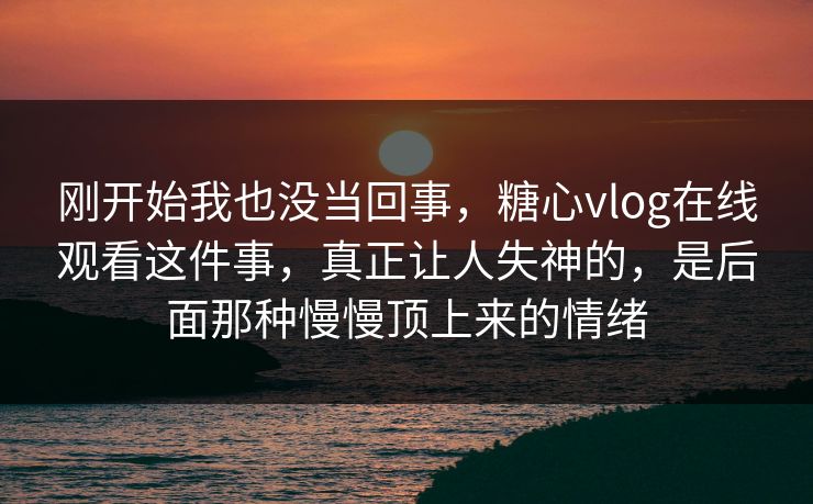 刚开始我也没当回事，糖心vlog在线观看这件事，真正让人失神的，是后面那种慢慢顶上来的情绪
