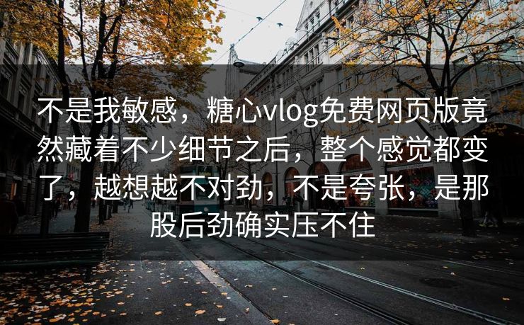 不是我敏感，糖心vlog免费网页版竟然藏着不少细节之后，整个感觉都变了，越想越不对劲，不是夸张，是那股后劲确实压不住