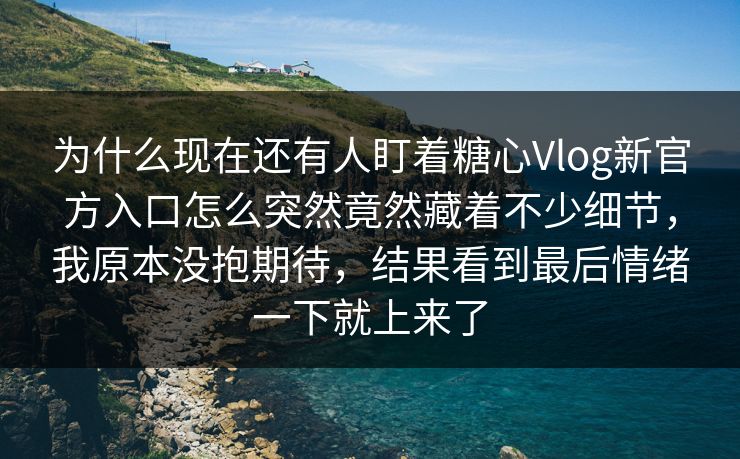 为什么现在还有人盯着糖心Vlog新官方入口怎么突然竟然藏着不少细节，我原本没抱期待，结果看到最后情绪一下就上来了