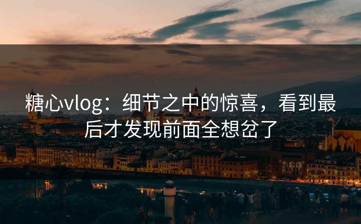 糖心vlog：细节之中的惊喜，看到最后才发现前面全想岔了