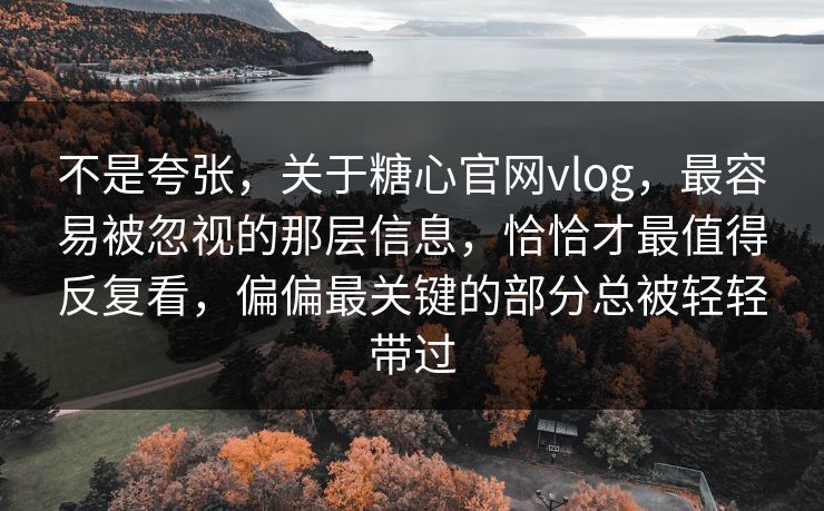 不是夸张，关于糖心官网vlog，最容易被忽视的那层信息，恰恰才最值得反复看，偏偏最关键的部分总被轻轻带过