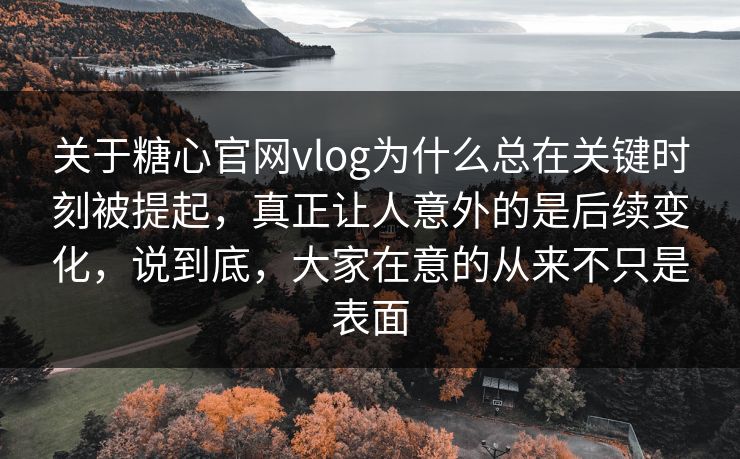 关于糖心官网vlog为什么总在关键时刻被提起，真正让人意外的是后续变化，说到底，大家在意的从来不只是表面