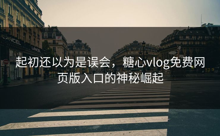 起初还以为是误会，糖心vlog免费网页版入口的神秘崛起